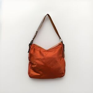 Ralph Lauren equestrian Burnt Orange Purse Hobo Leather Strap Silver Hardware